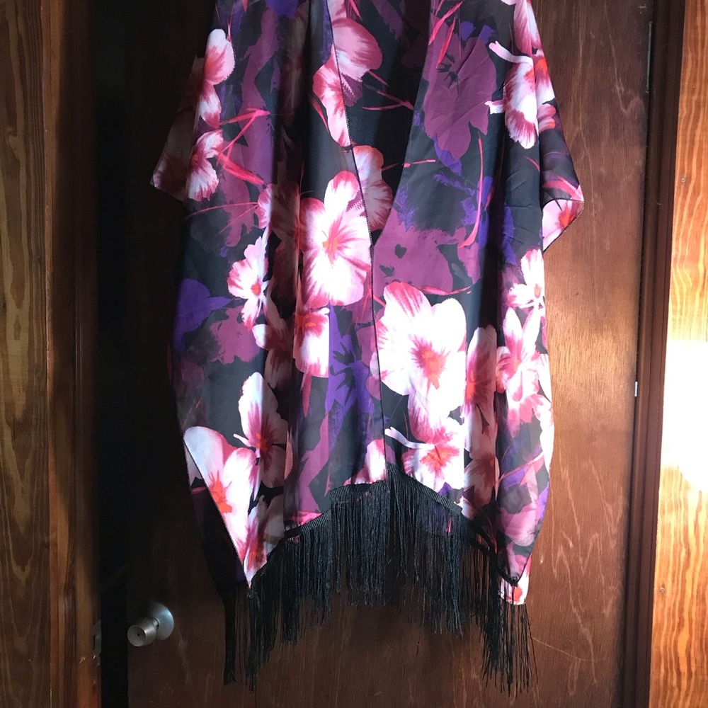 Sheer Floral Beach Cover/ Evening Accent Shawl